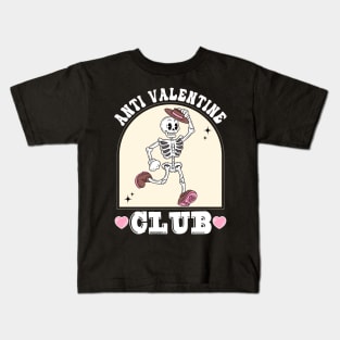 Funny Valentine's Day Skeleton Groovy Anti Valentine Club Kids T-Shirt